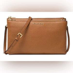 Michael Kors Cognac Pebbled Leather Crossbody with Gold Hardware